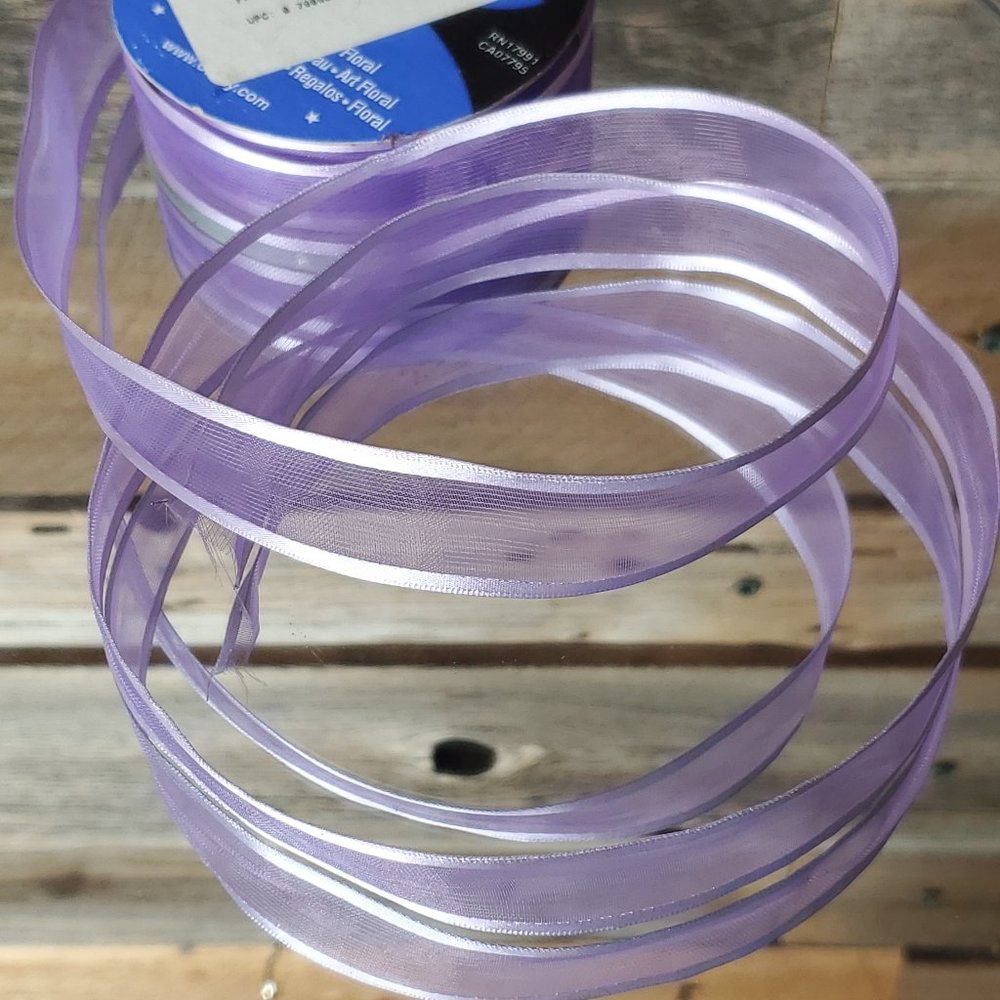 Vintage Offray Ribbon - Sheer Organza - Lavender - 3 yards  7/8" wide